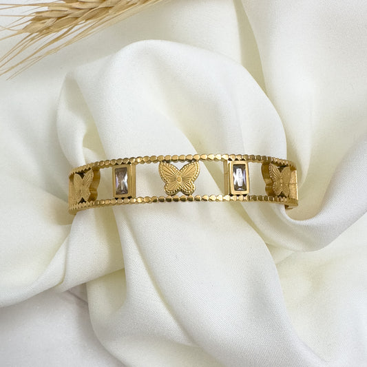 Baguette Butterfly Bracelet Band(Gold)