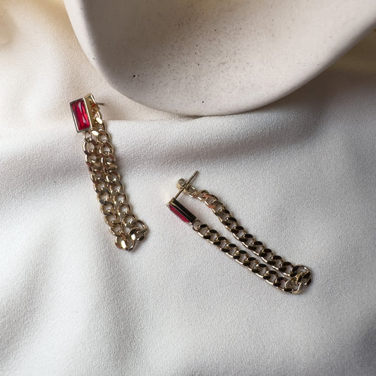 Carla Chain Earrings (Red)