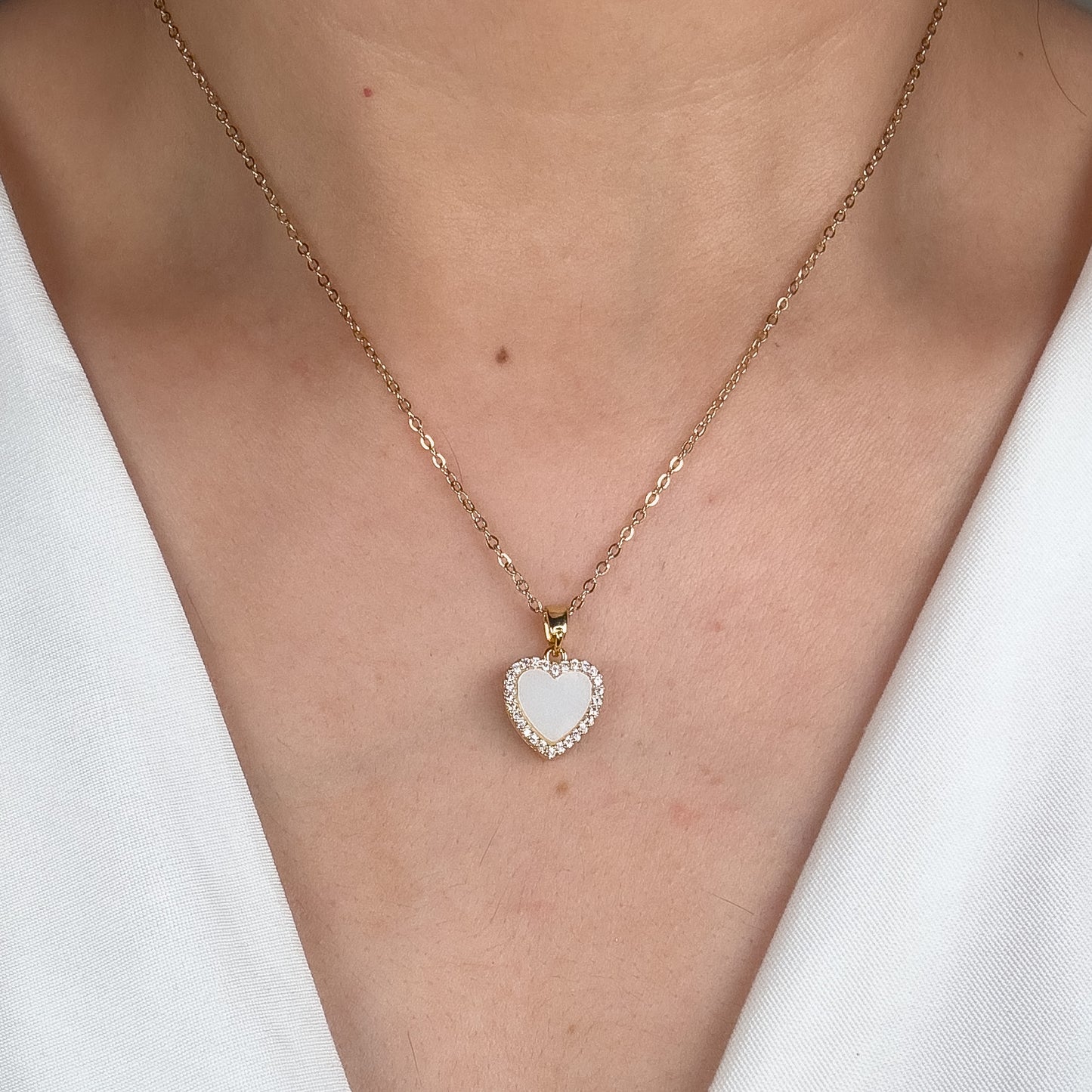 White Heart Necklace