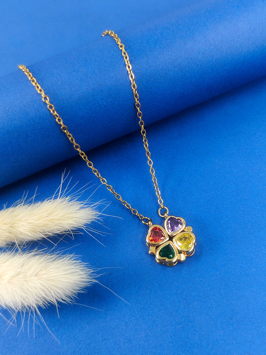 2in1 Rainbow Heart Necklace (Gold)