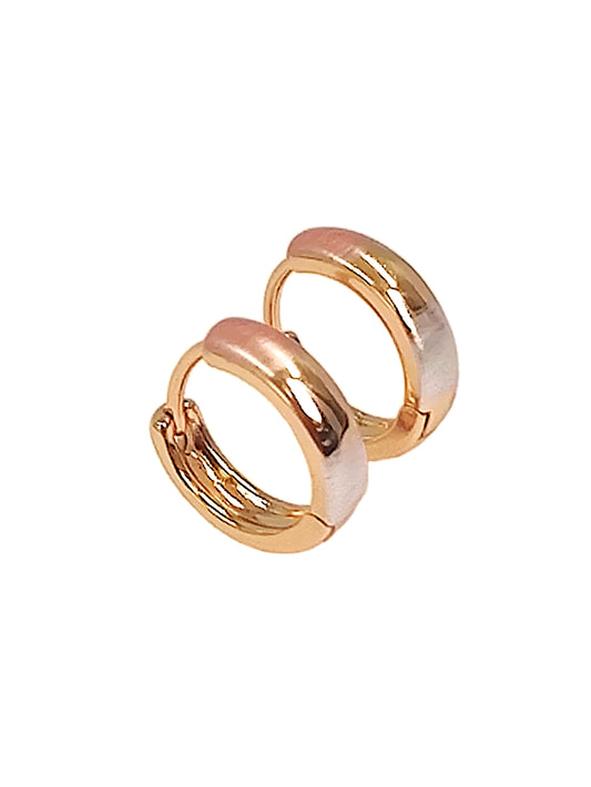 Three Tone Huggie Hoops