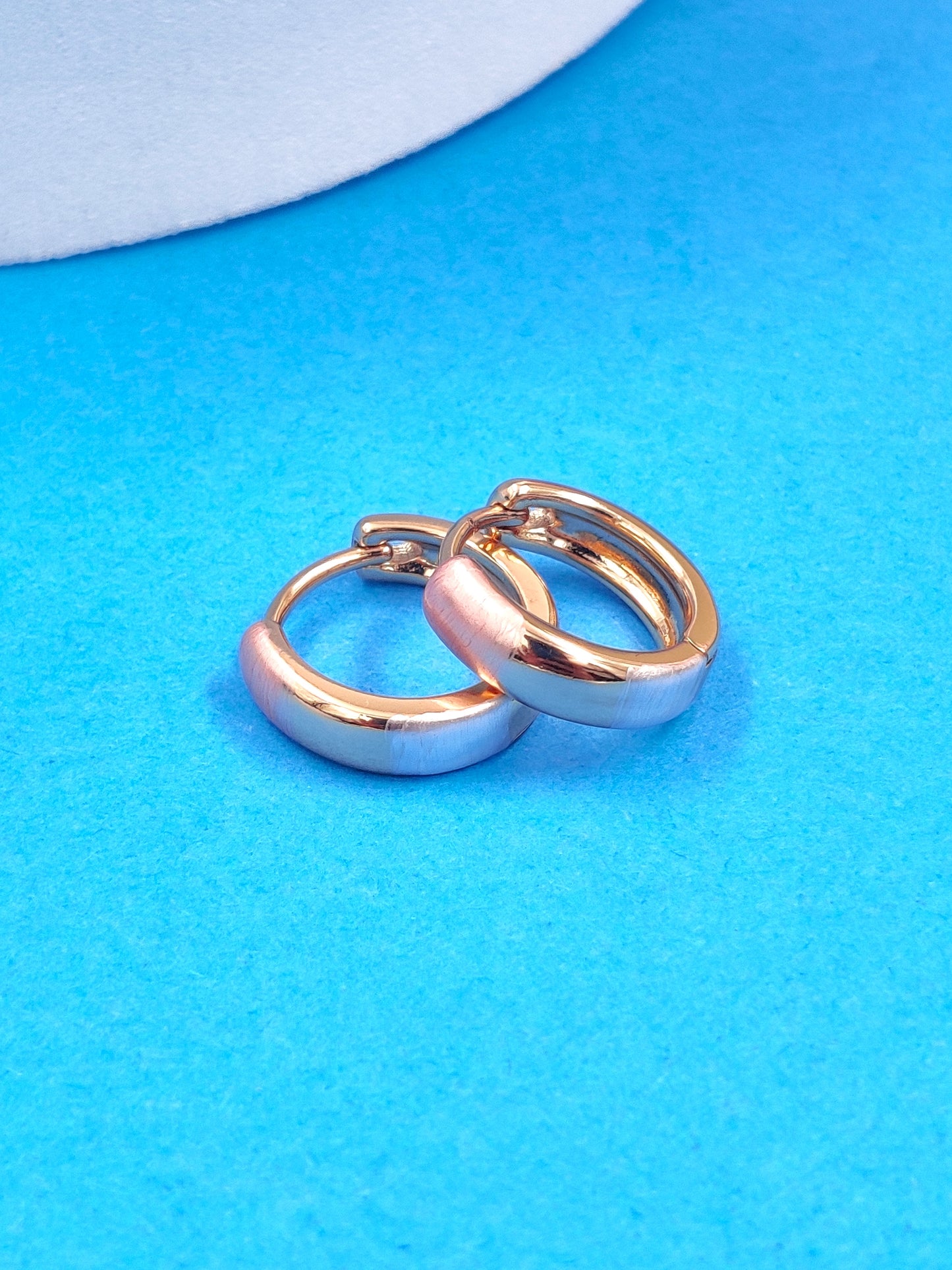 Three Tone Huggie Hoops