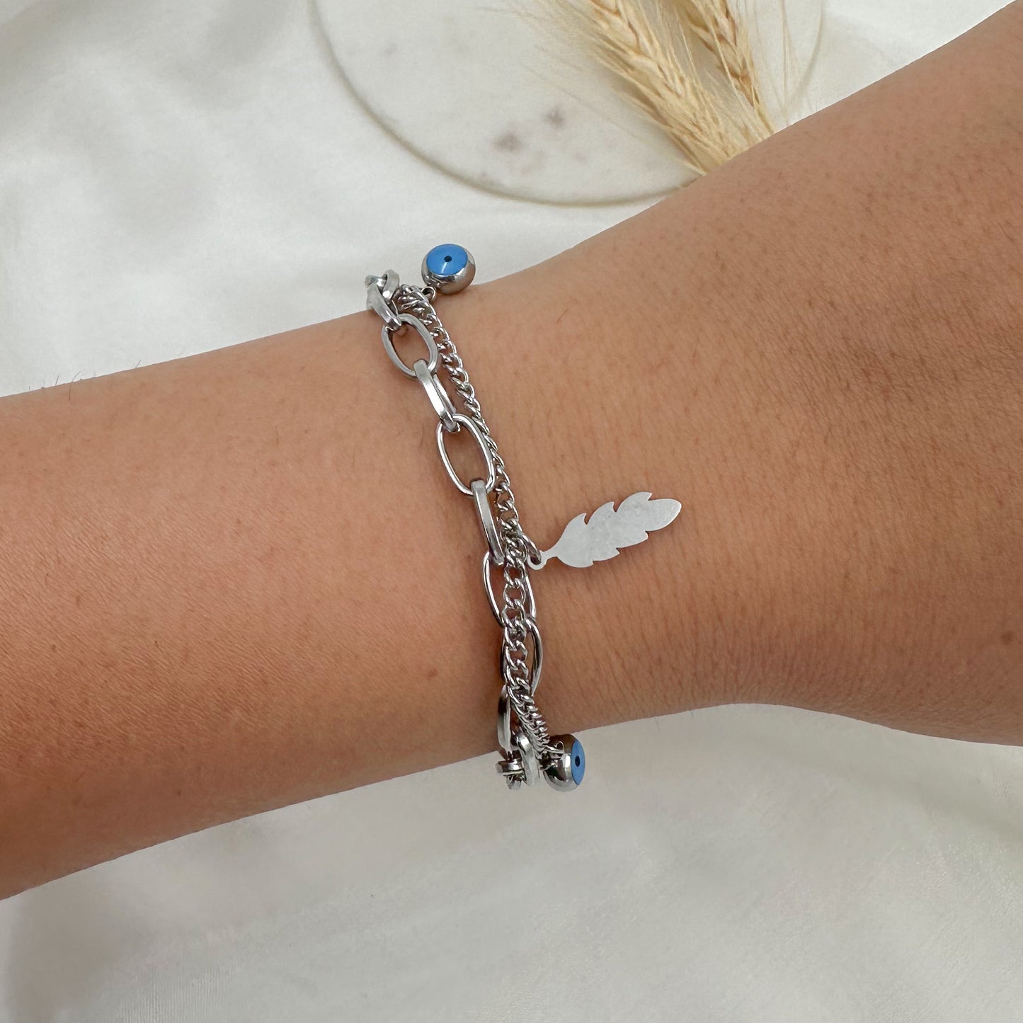 Silver Evil Eye Charm Bracelet