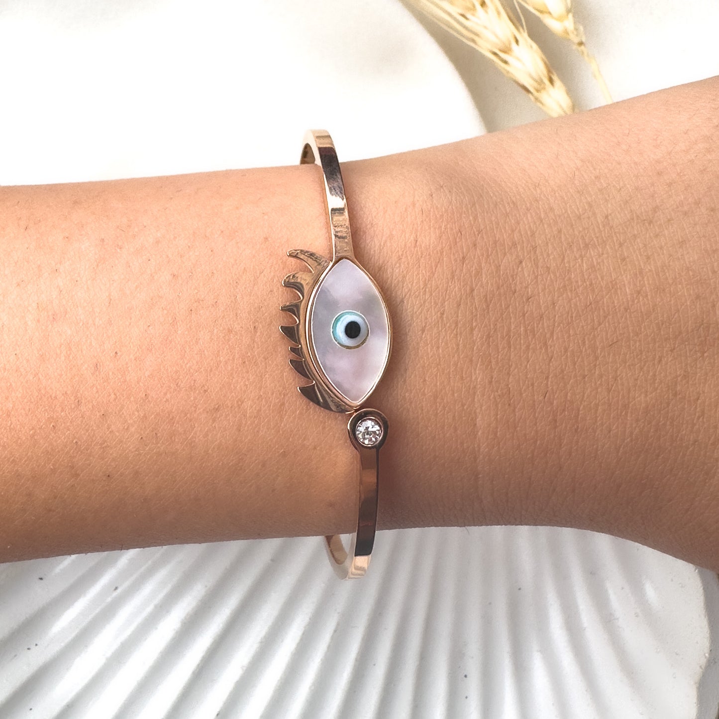 White Evil Eye Bracelet Band