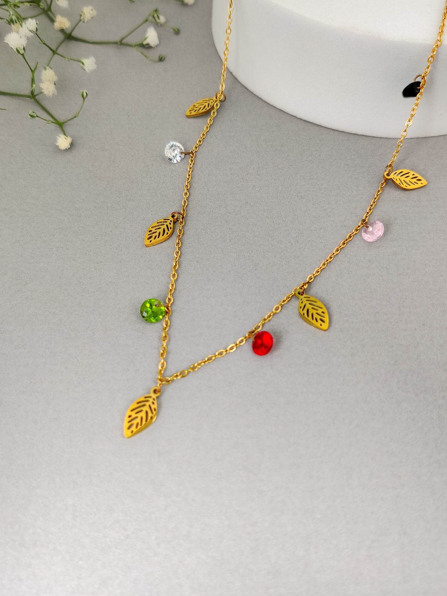 Amanda Leaf Charm Necklace