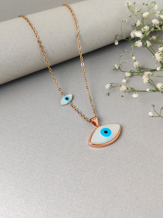Audra Pearl Evil Eye Necklace (Rose gold)