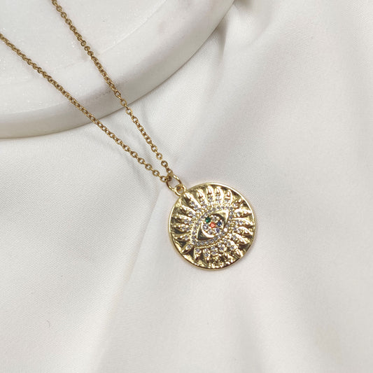 Candella Evil Eye Coin Necklace
