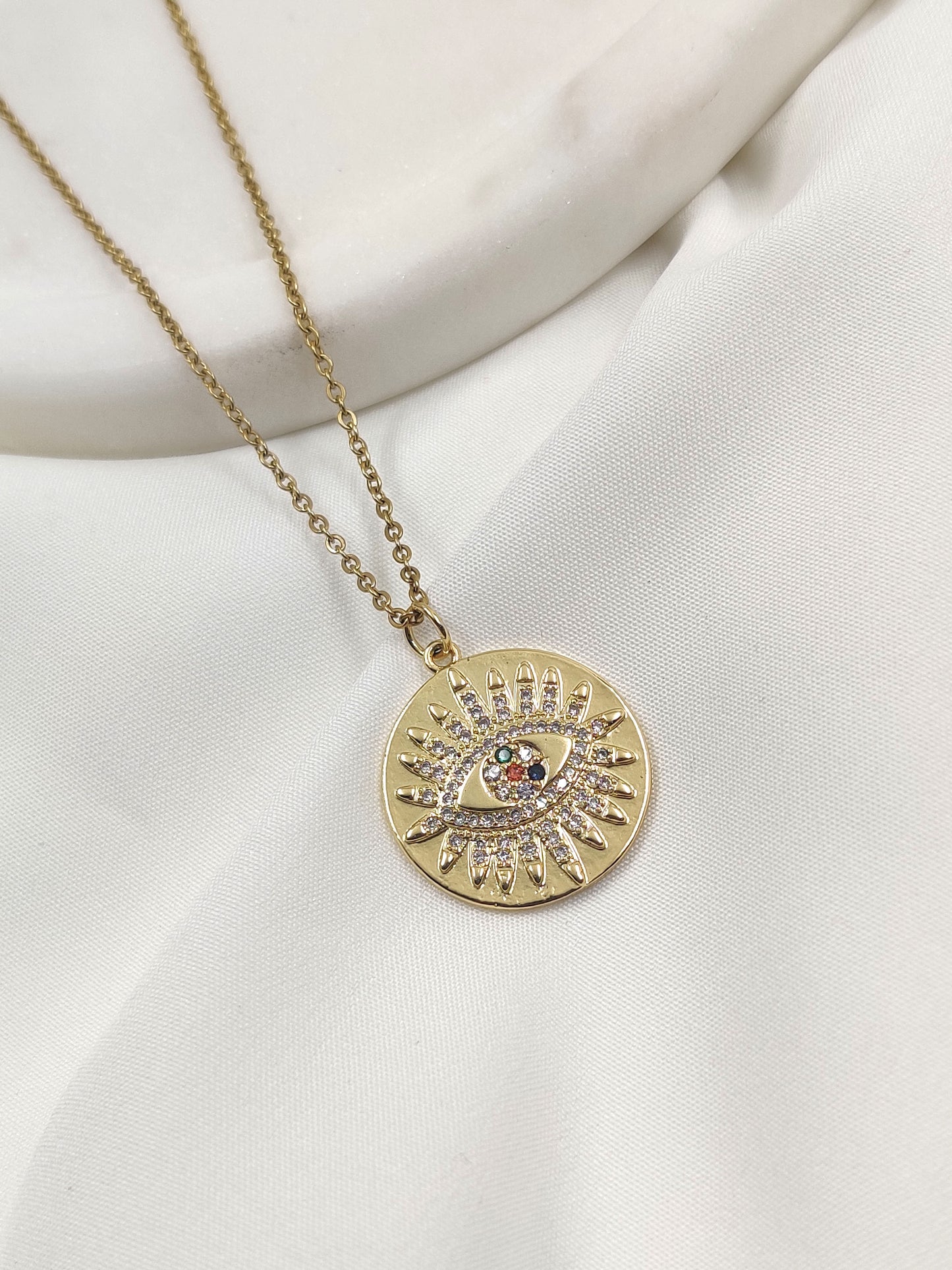 Candella Evil Eye Coin Necklace