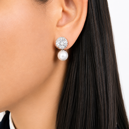 Classic CZ Pearl Drop Earrings