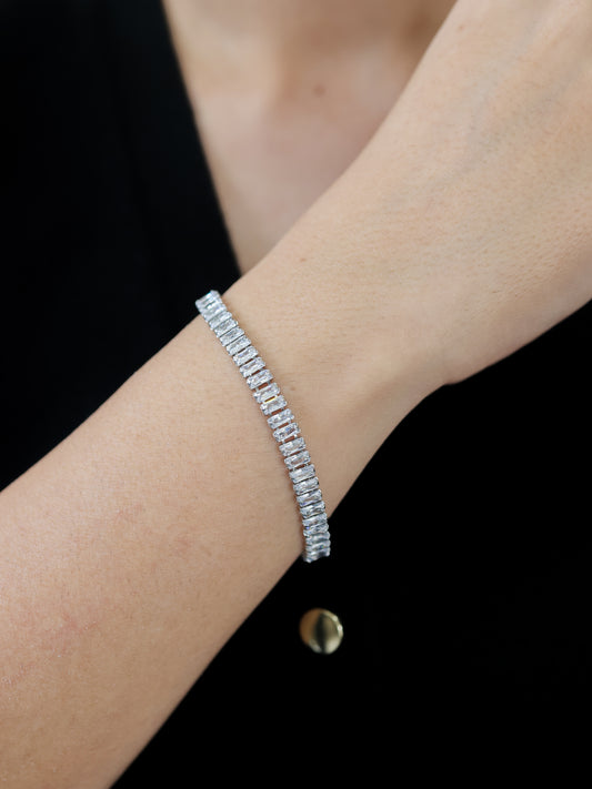 Cleo Crystal Tennis Bracelet (Silver)