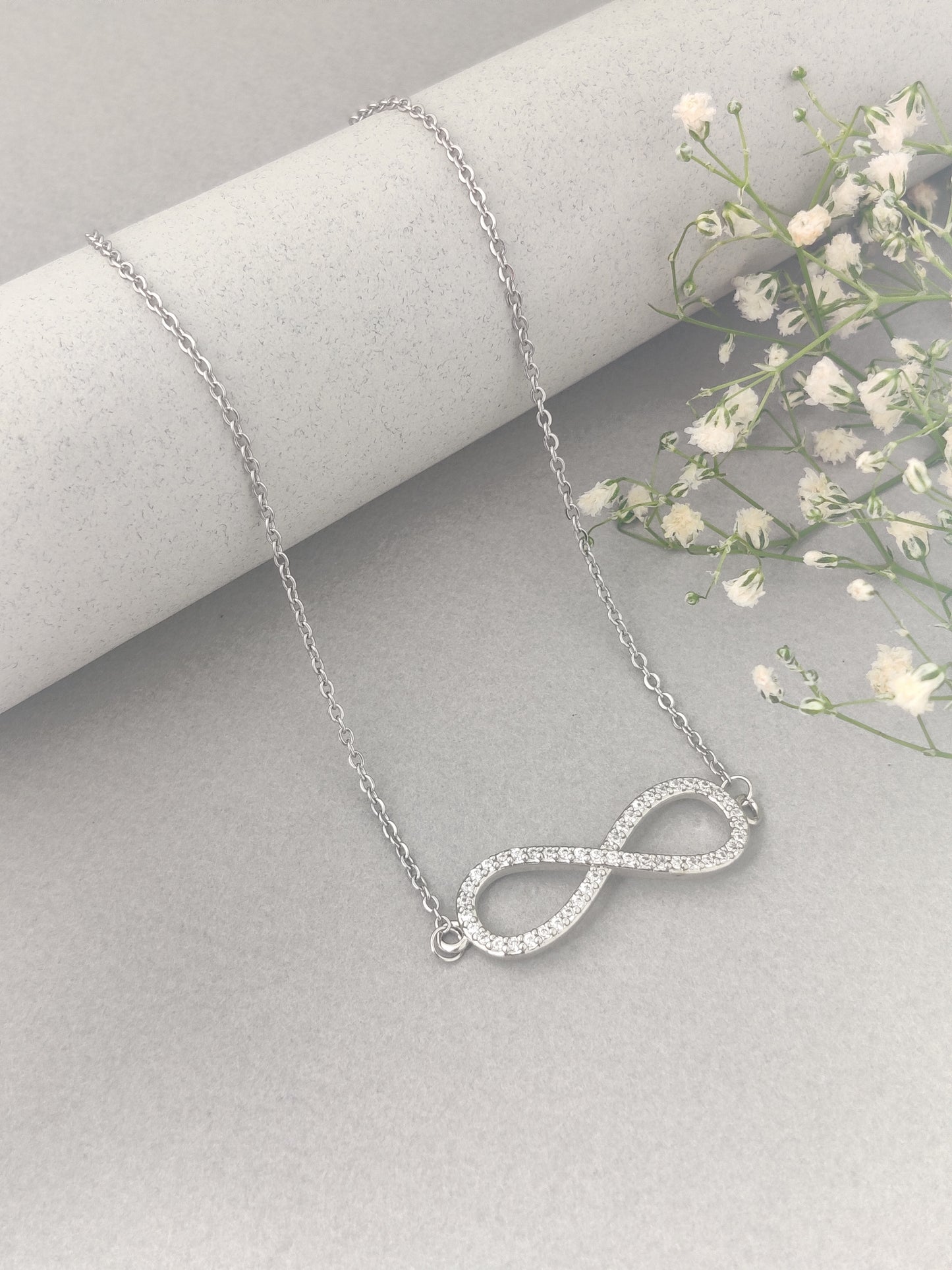 Crystal Infinity Necklace (Silver)