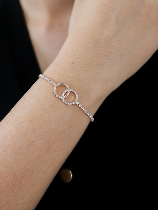 Crystal Interlock Bracelet(Rose Gold)