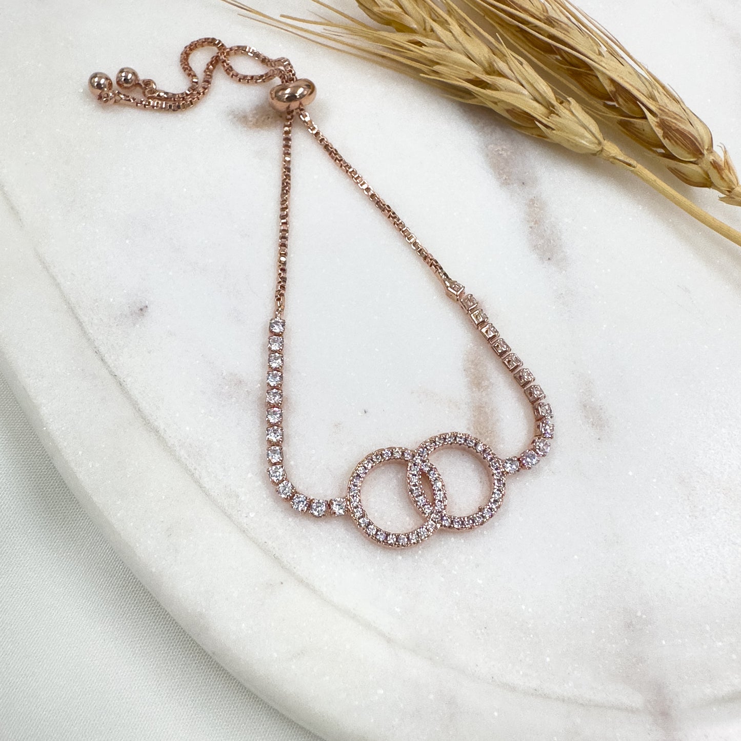 Crystal Interlock Bracelet(Rose Gold)