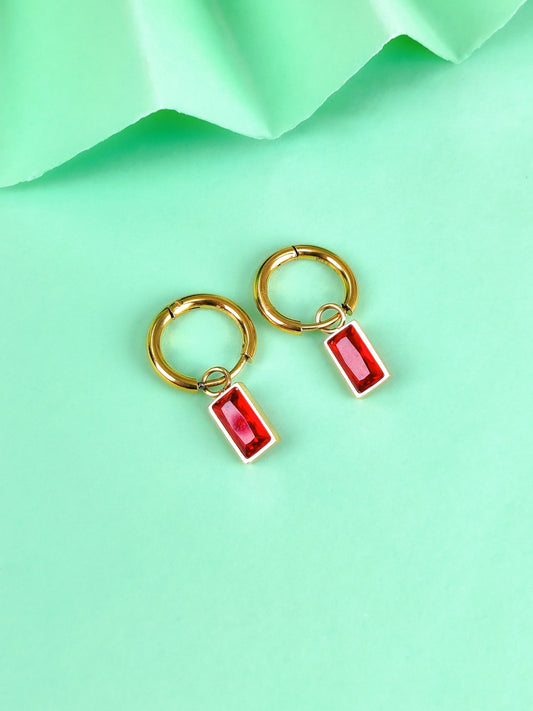Macie Red Drop Hoops