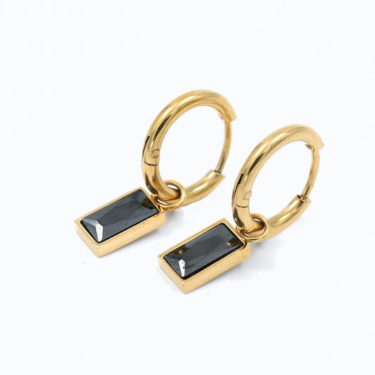 Macie Black Drop Hoops