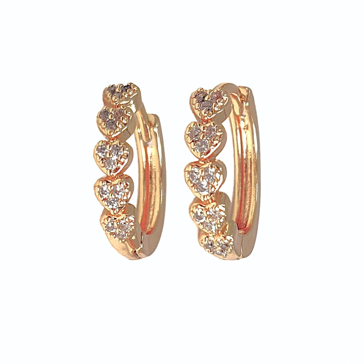 Heart Cluster Huggie Hoops