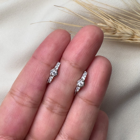 Silver Iris Huggie Hoops