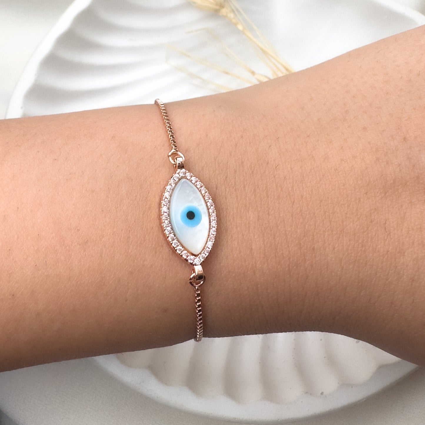 White Eye Shape Bracelet