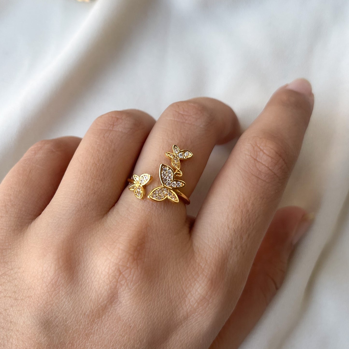 Jenna Butterfly Charm Ring (Gold)