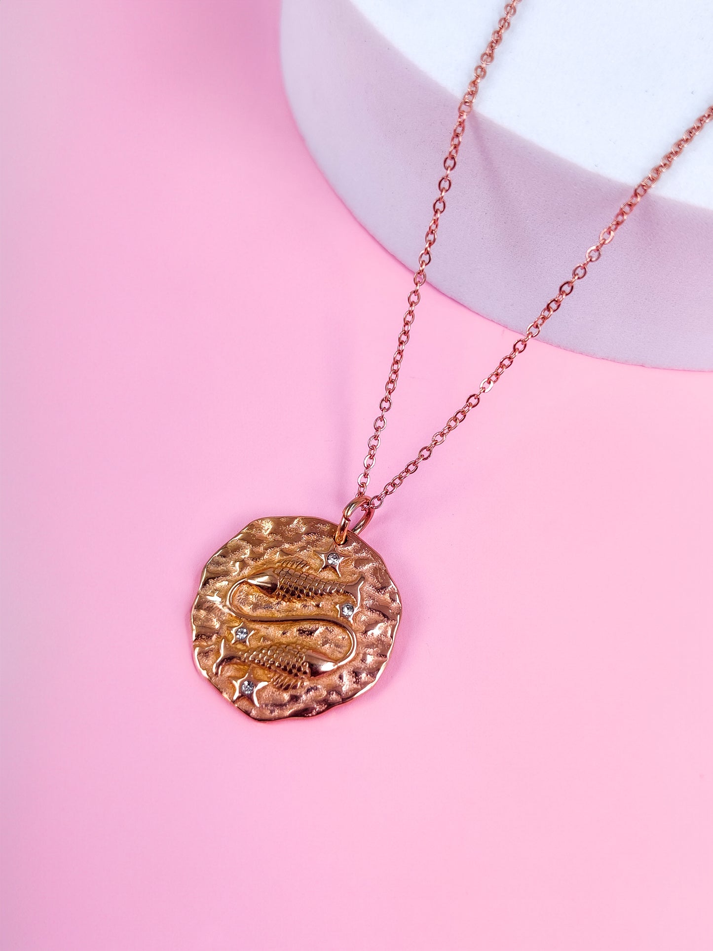 French Zodiac Coin Necklace (Pisces)