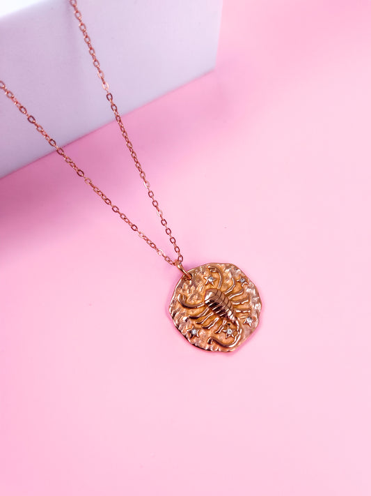 French Zodiac Coin Necklace (Scorpio)
