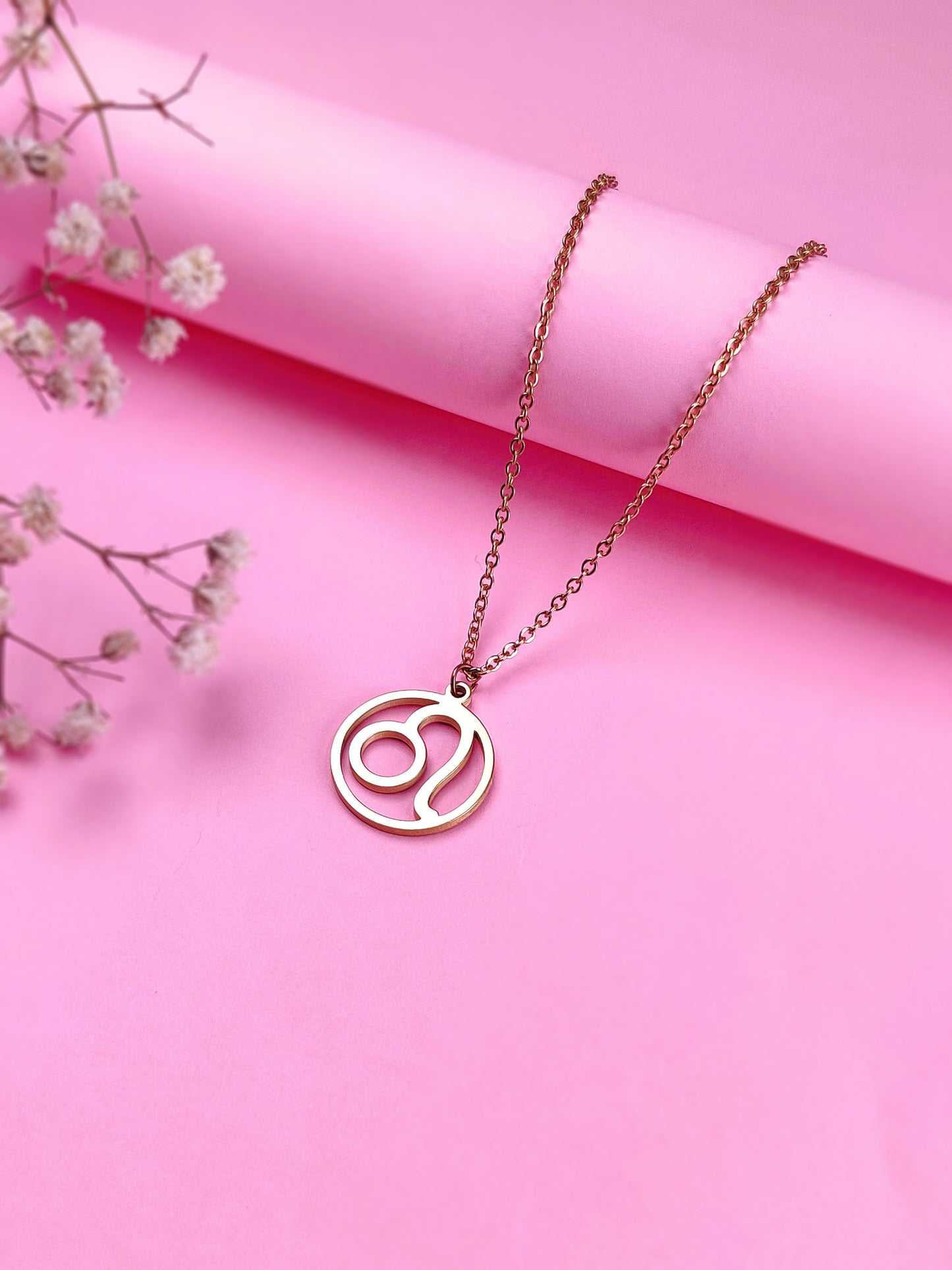 Gold Zodiac Necklace (Leo)