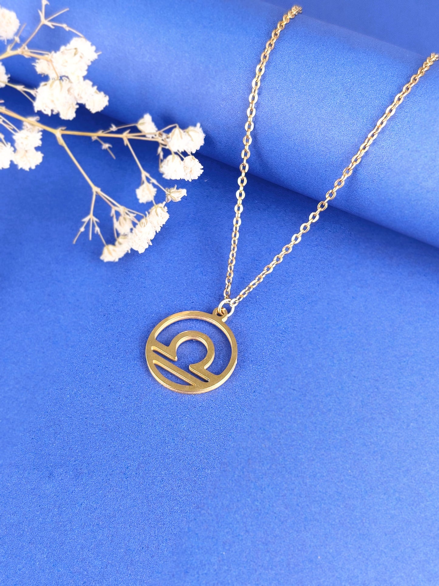 Gold Zodiac Necklace (Libra)