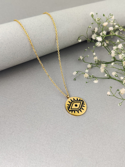 Golden Coin Evileye Necklace