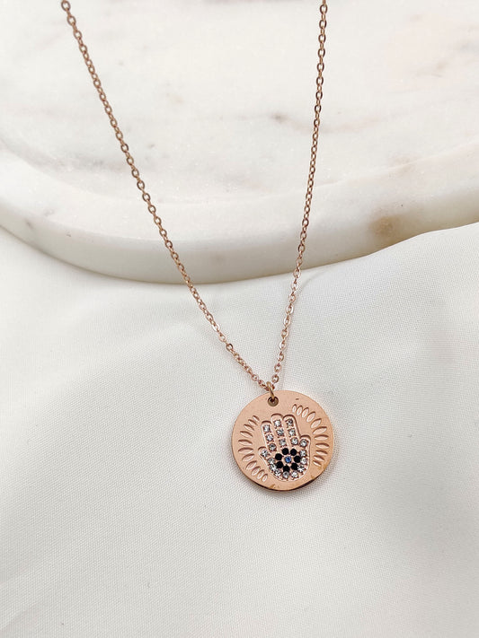 Hamsa Coin Necklace