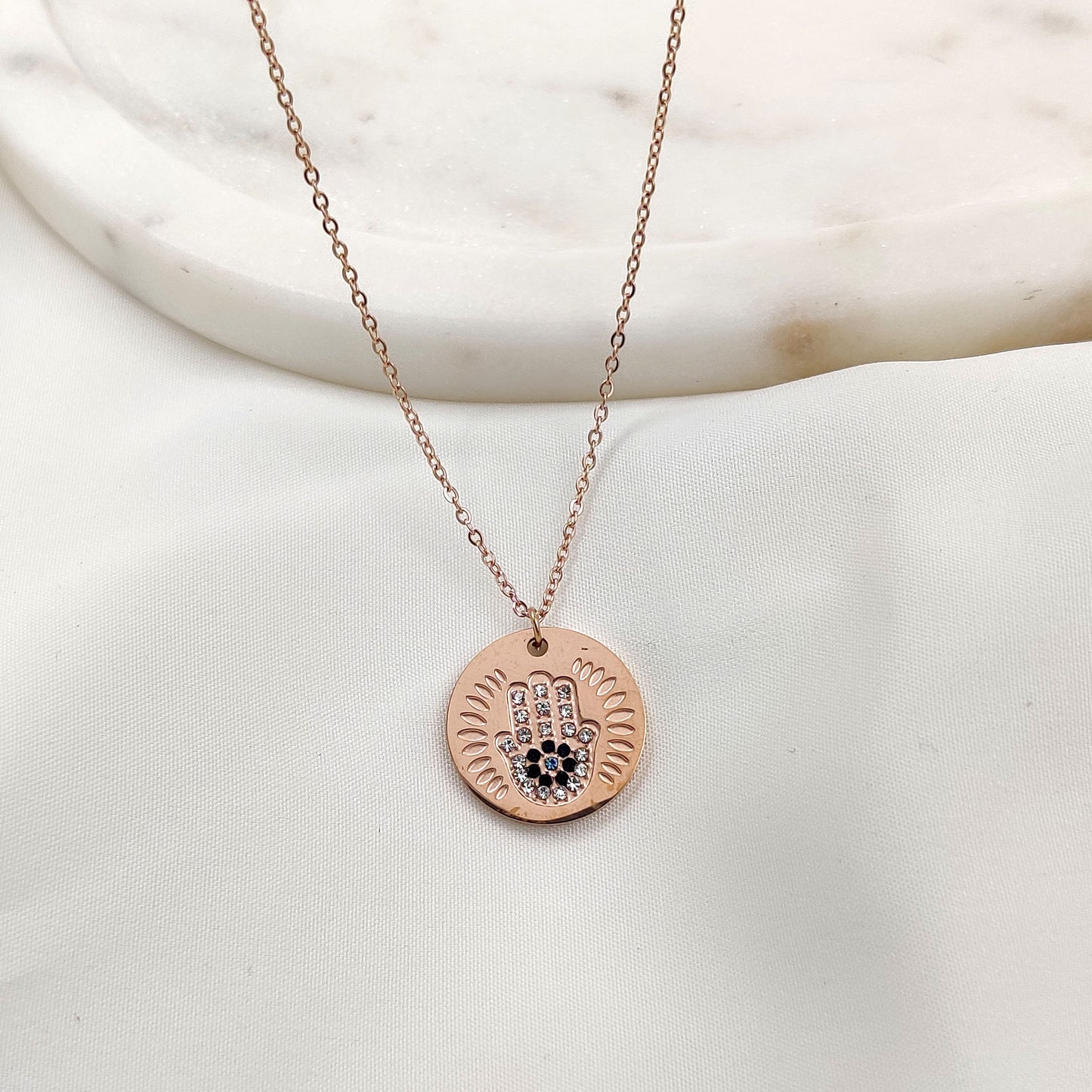 Hamsa Coin Necklace