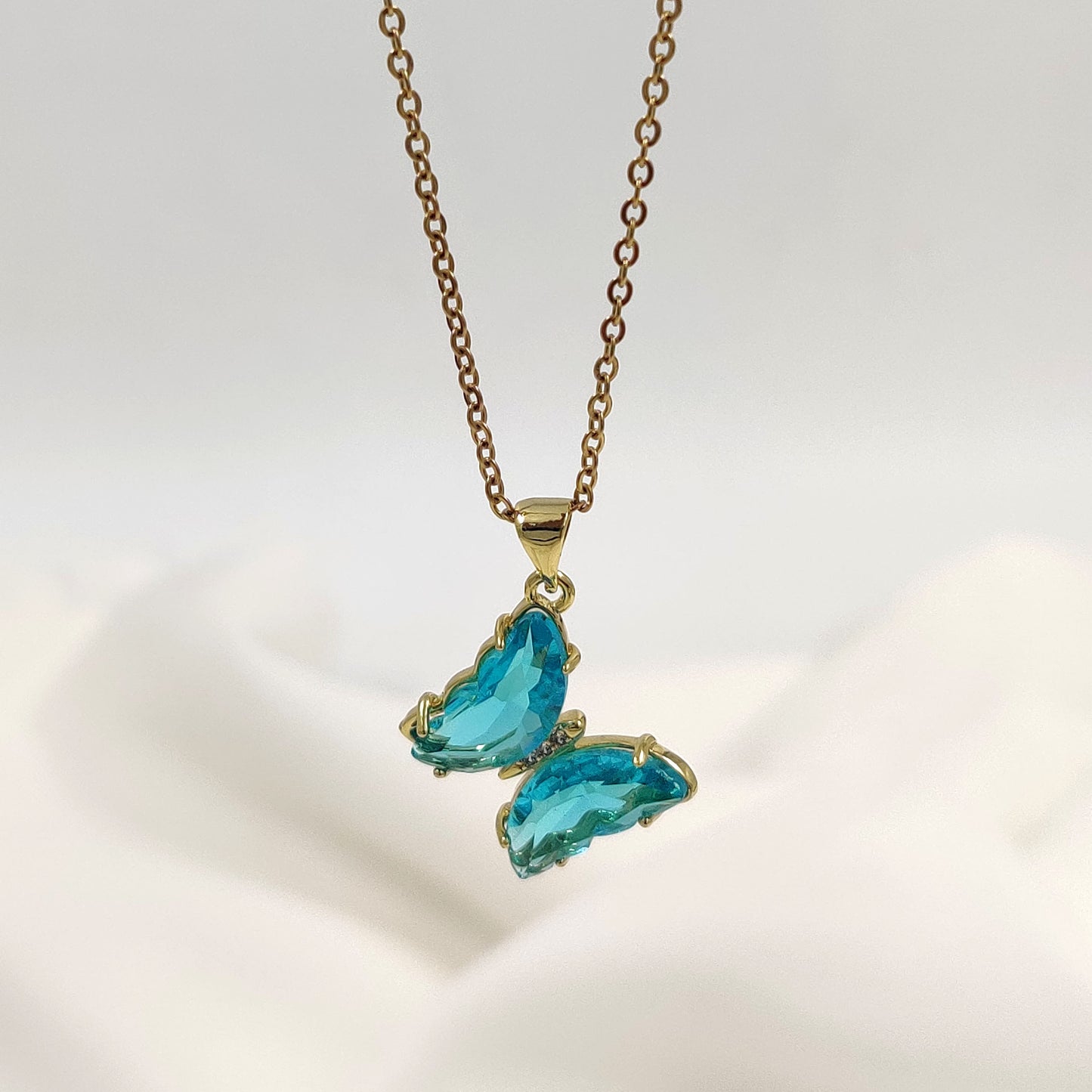 Stunning Blue Crystal Butterfly Neckless
