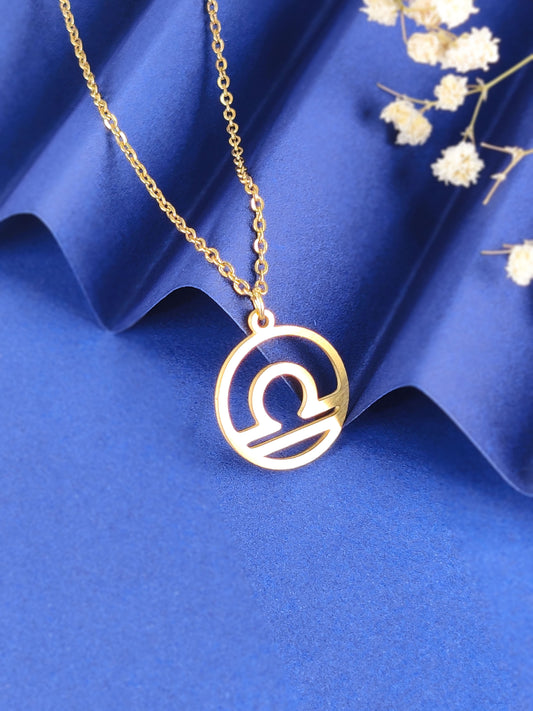 Gold Zodiac Necklace (Libra)