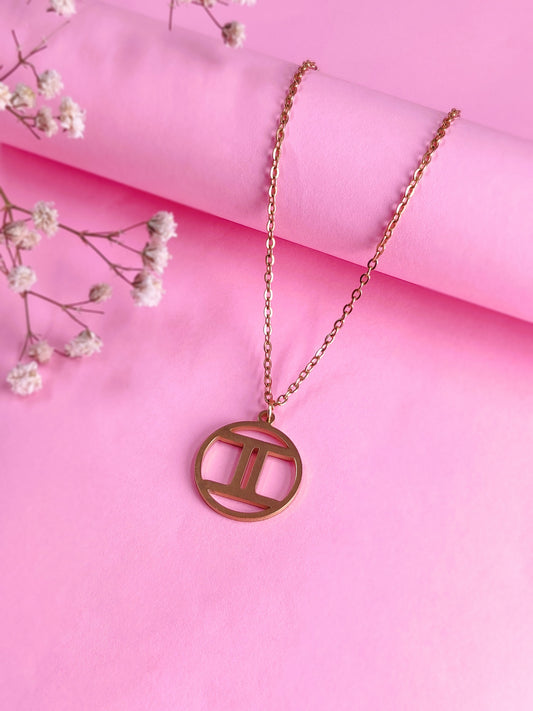 Gold Zodiac Necklace (Gemini)