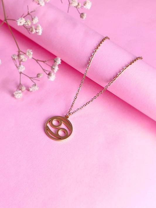 Gold Zodiac Necklace (Cancer)