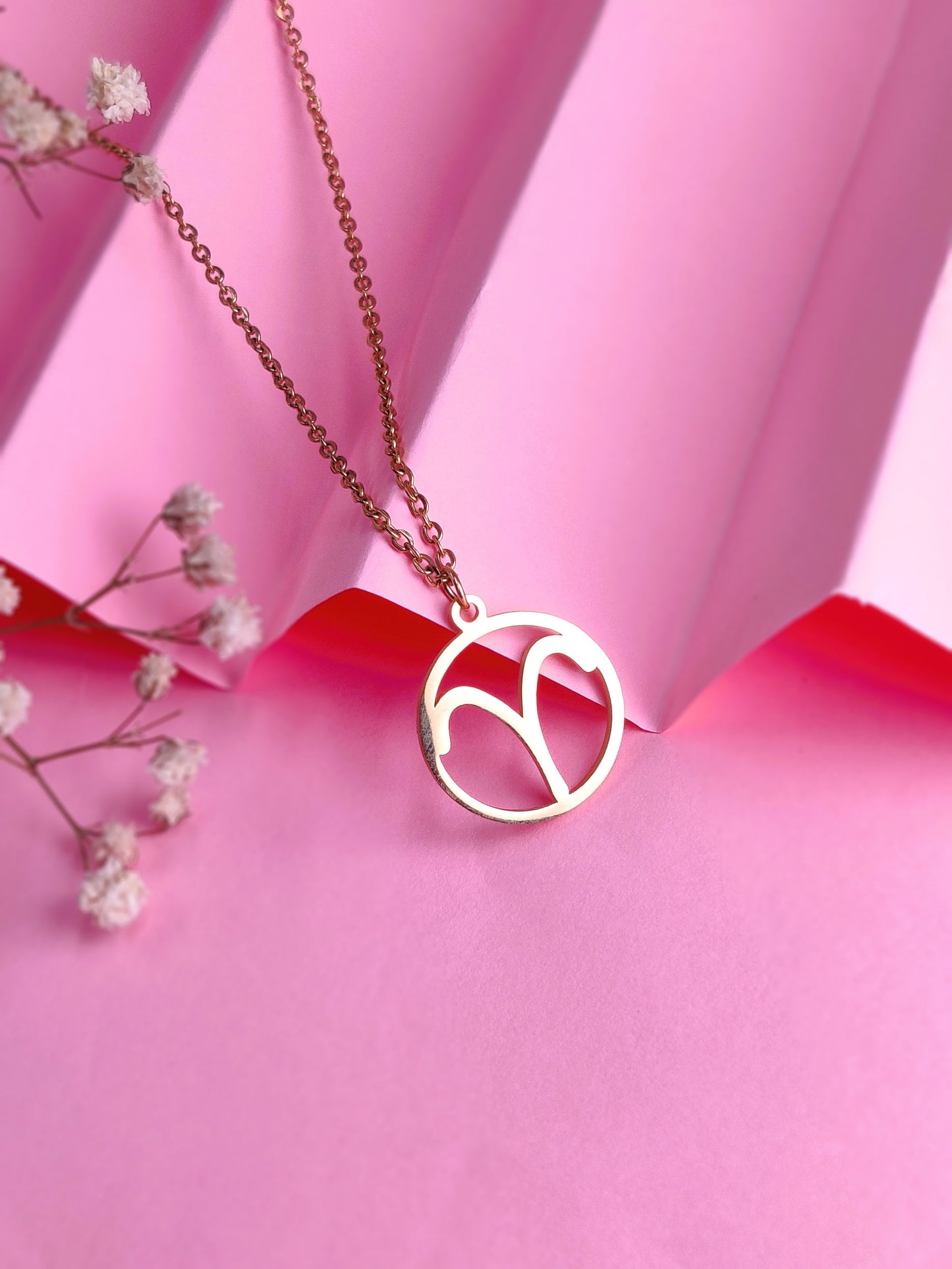 Gold Zodiac Necklace (Aries)