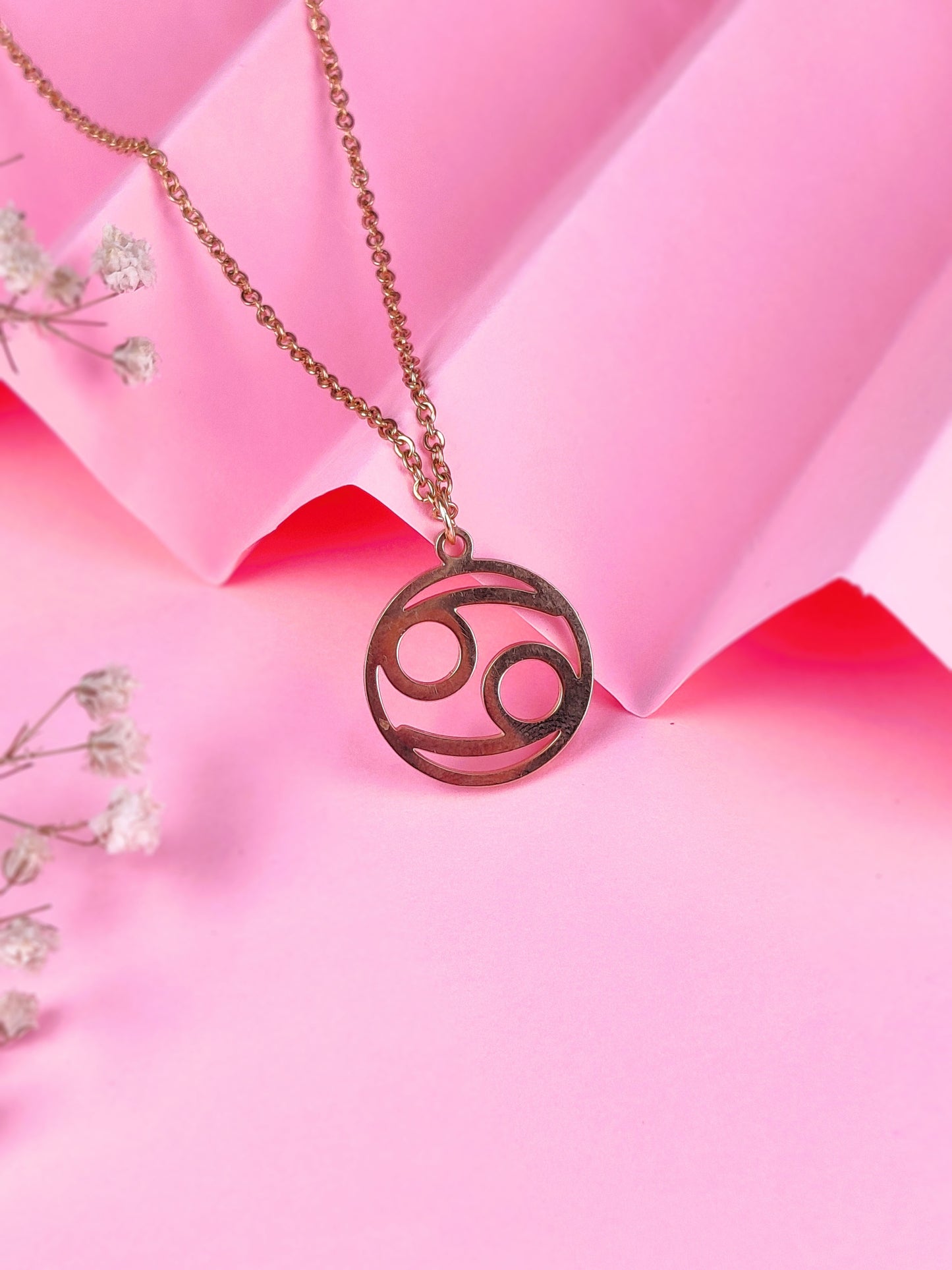 Gold Zodiac Necklace (Cancer)