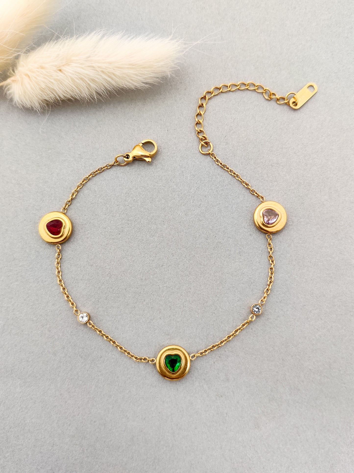 Gilded Hearts Charm Bracelet