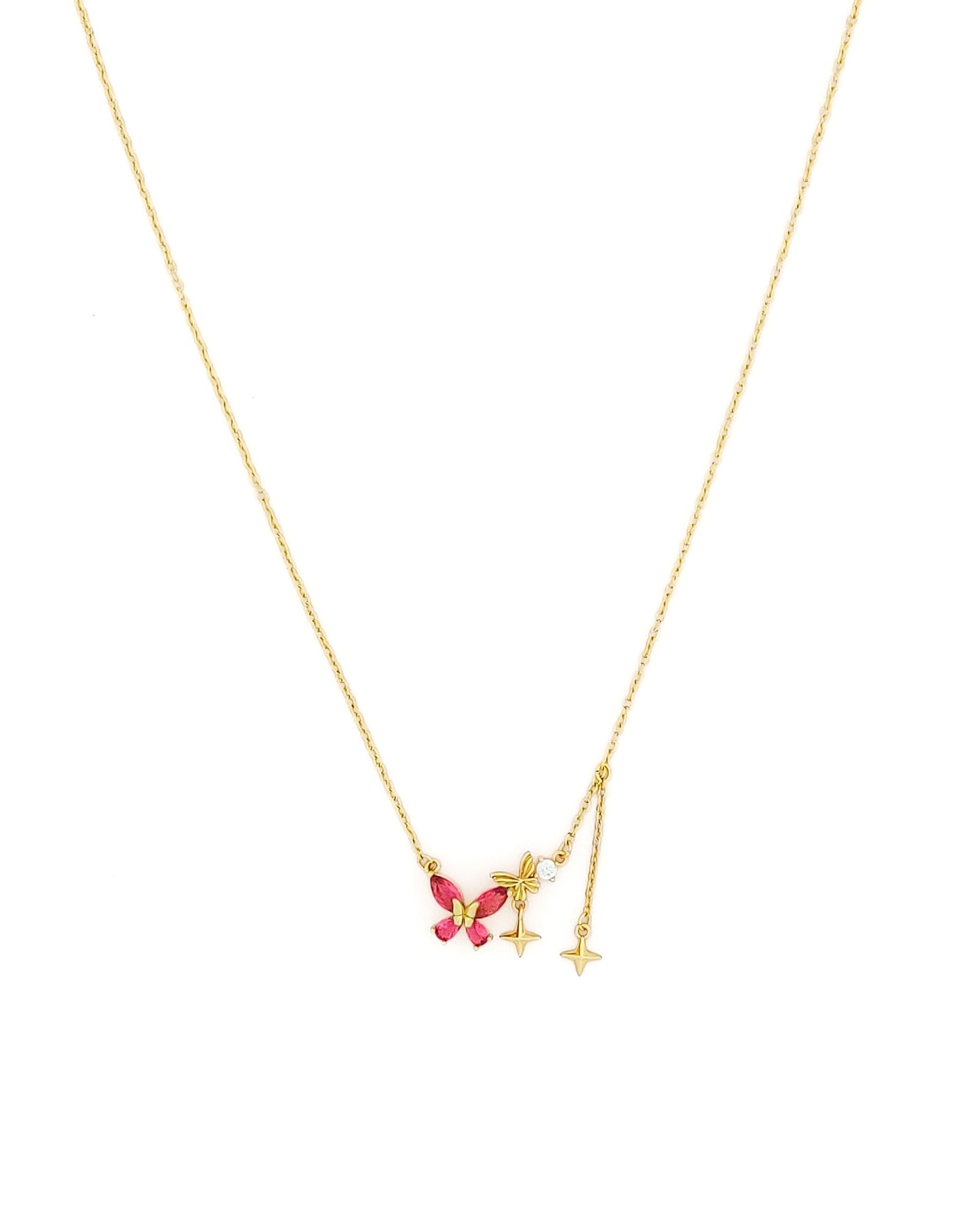 Butterfly Star Necklace(Pink)