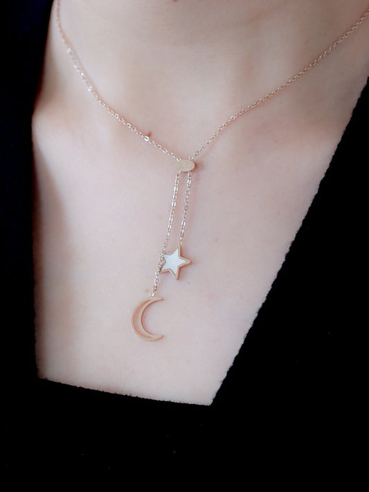 Moon & Star Charm Necklace