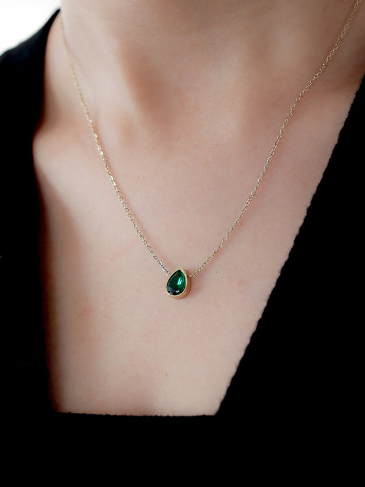 Emerald Water Drop Necklace