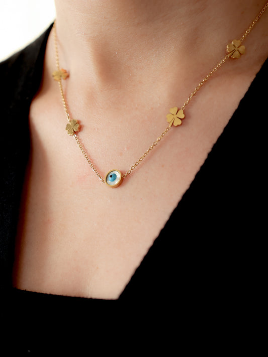 Lucky Leaves Evil Eye Necklace