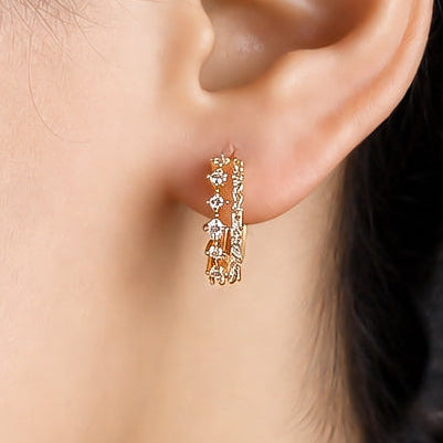 Crystal Heart Huggie Hoops