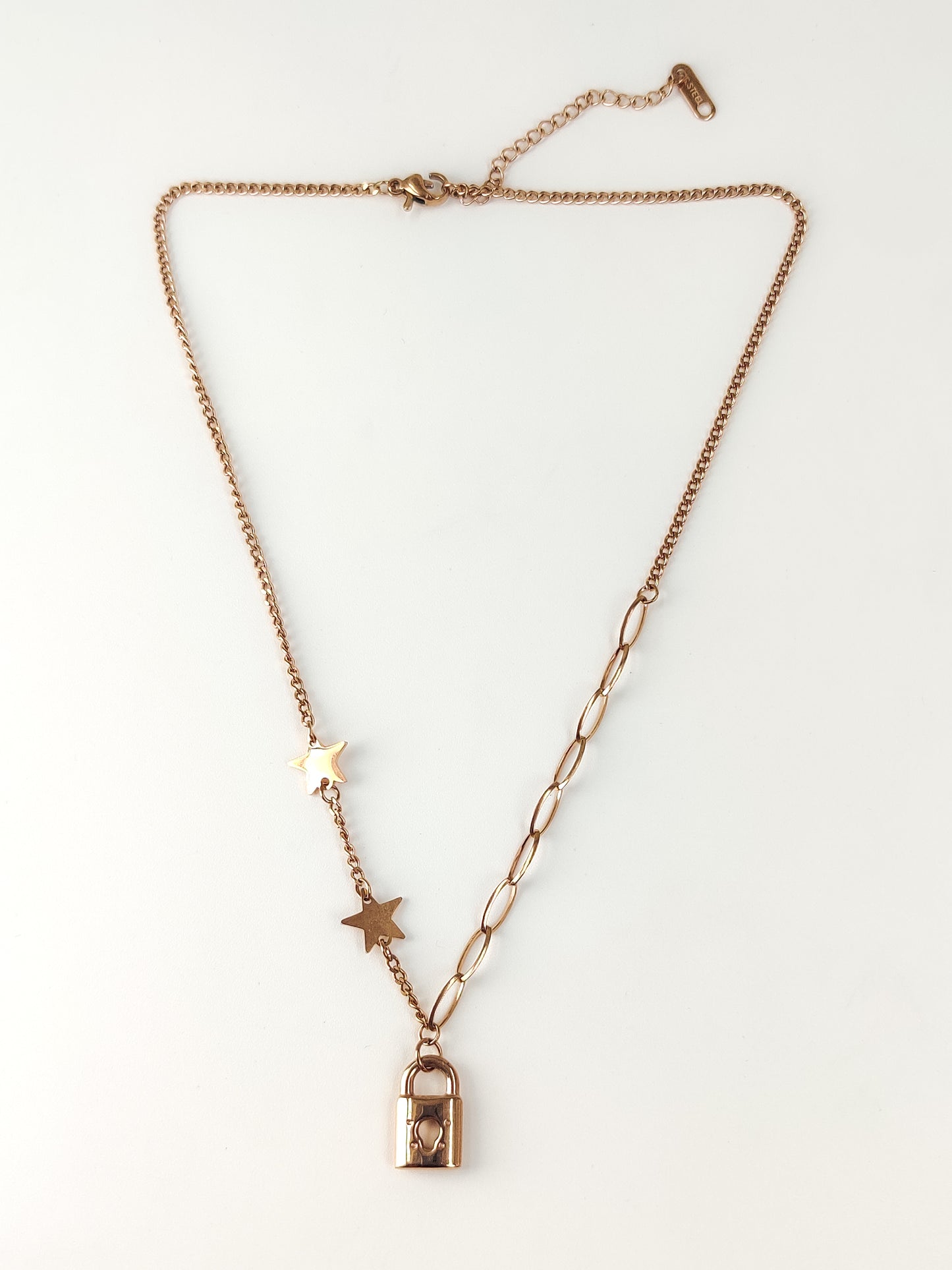 Lock and star link necklace