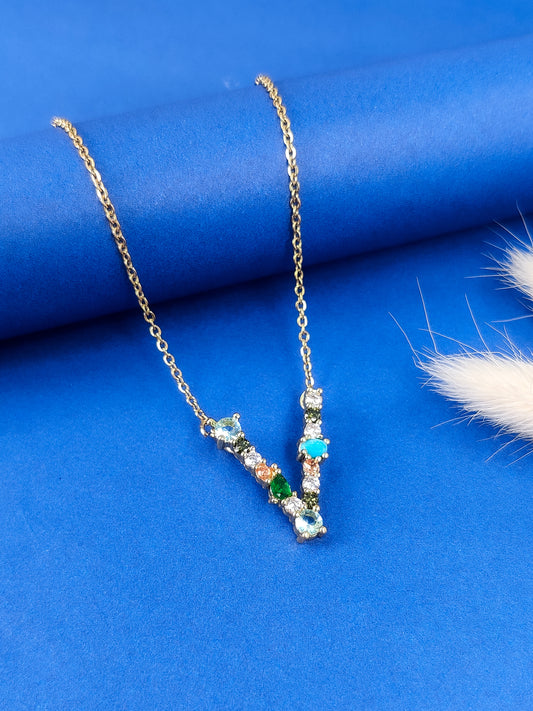 Monogram Letter V Necklace