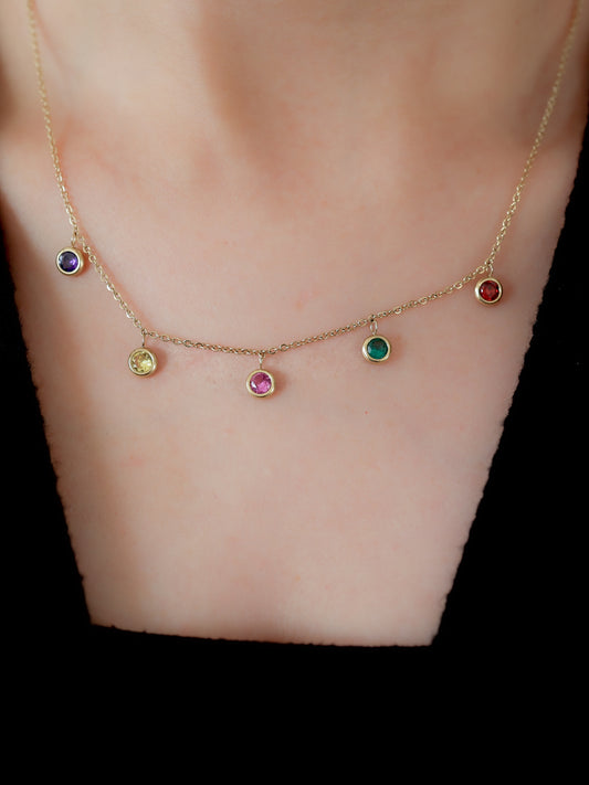 Multi Crystal Akina Necklace