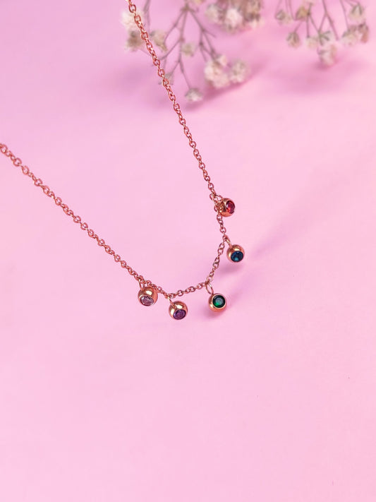 Shea Multi Crystal Necklace (Rose gold)