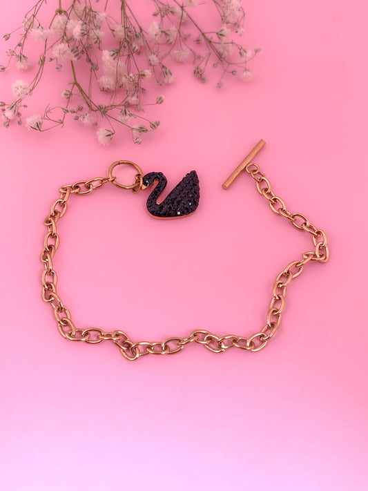 Swan Charm Link Bracelet