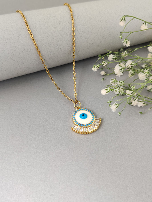 White Eyed Evil Eye Necklace