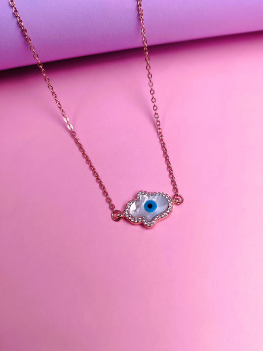 White Hamsa Necklace