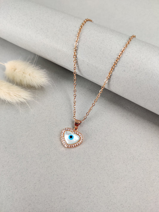 White Heart Eye Necklace